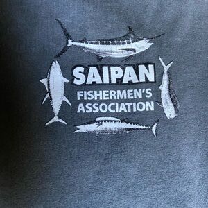 Gray Saipan Fishermen's Association T-Shirt swordfish 34” ladies tee  100%